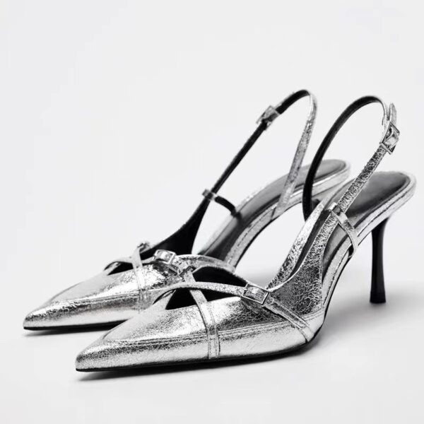 Silver Double Cross Slingback