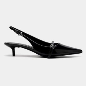 Black Kitten Vinyl Slingback