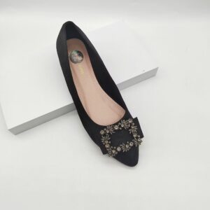 Black Embellished Flat Shoes