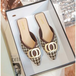 Brown embelished flat halfshoe