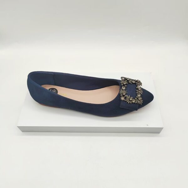 Blue Embellished Flat Shoes