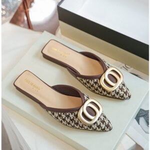 Brown embelished flat halfshoe