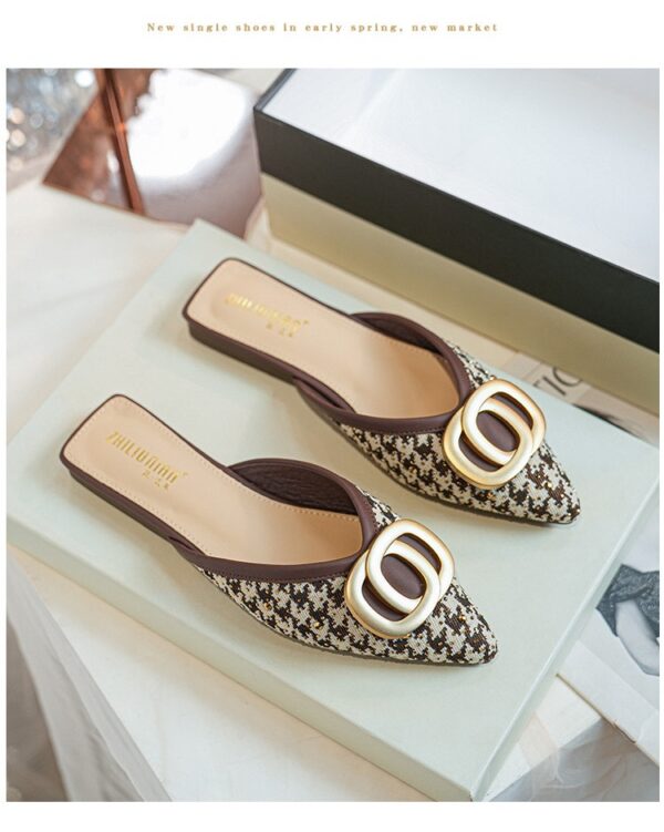 Brown embelished flat halfshoe