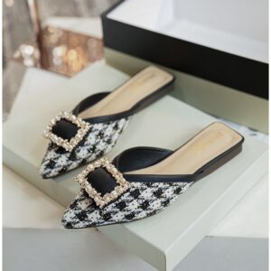 Black embelished flat halfshoe