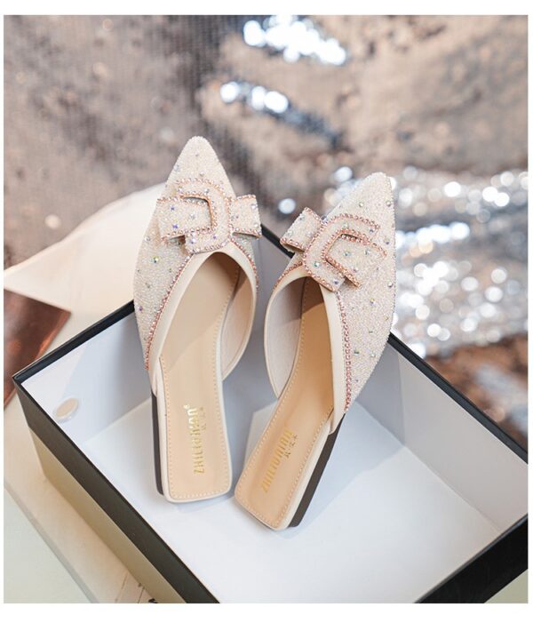 Nude embelished flat halfshoe