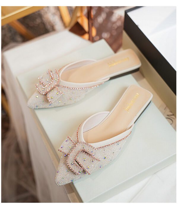 Nude embelished flat halfshoe