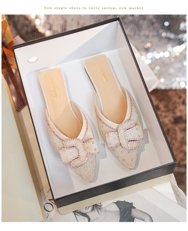 Nude embelished flat halfshoe