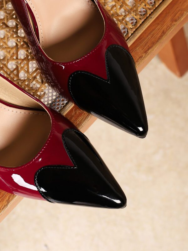 Wine and Black Patent Mid Heel Slingback