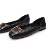 Black Hazel Brooch Flat Shoe