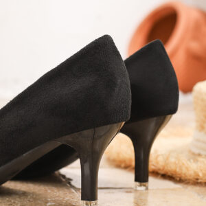 Classic Black Suede Low Heel Full-Covered Shoe