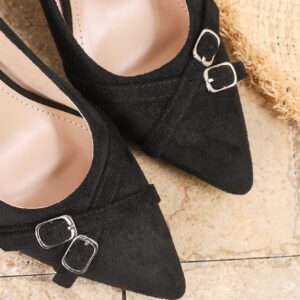 Classic Black Suede Low Heel Full-Covered Shoe