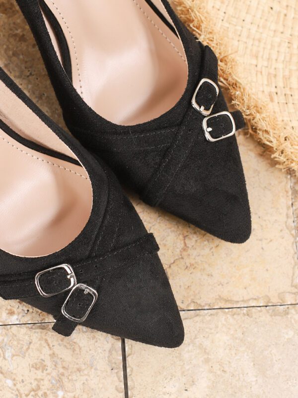 Classic Black Suede Low Heel Full-Covered Shoe
