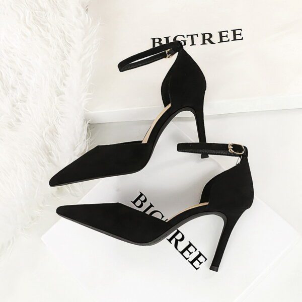 Black Velvet Full Ankle Strap Heel