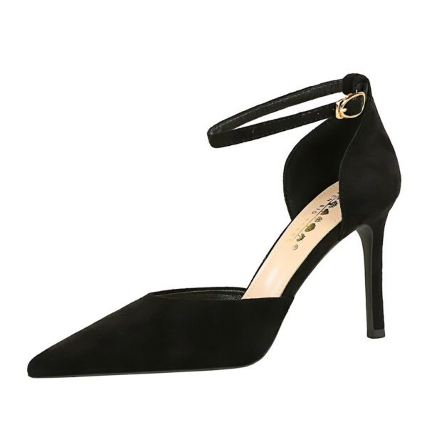 Black Velvet Full Ankle Strap Heel