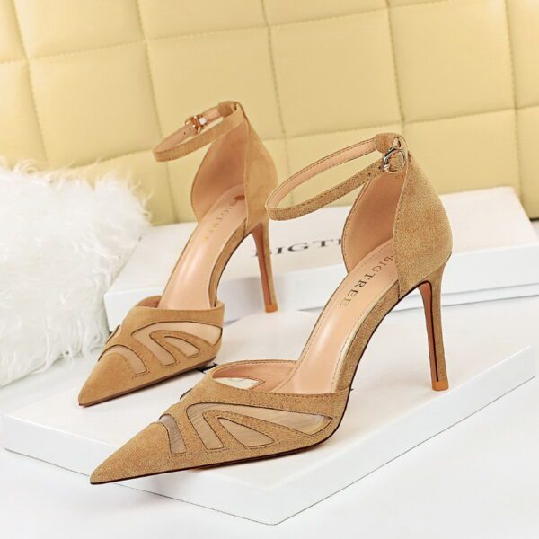 Caramel Charm Velvet Ankle Strap Heel