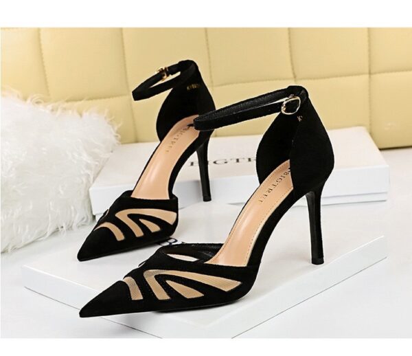 Black Charm Velvet Ankle Strap Heel