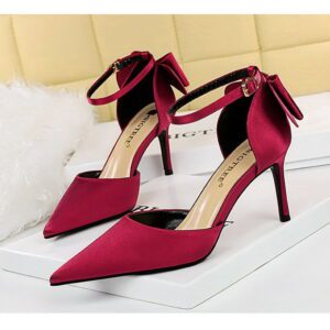 Scarlet Satin Ankle Strap Heel