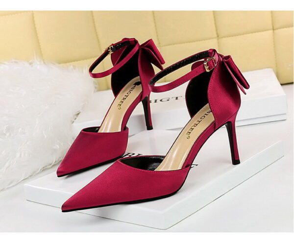 Scarlet Satin Ankle Strap Heel