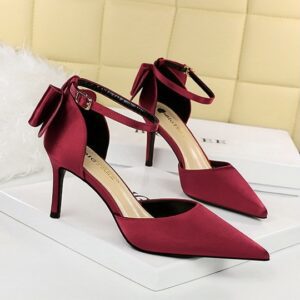 Scarlet Satin Ankle Strap Heel
