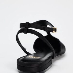 Black Charm T-Strap Flat Shoe