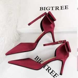Scarlet Satin Ankle Strap Heel