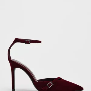 Ruby Red Velvet Ankle Strap Heel