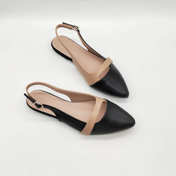 Black and Nude Flat Slingback