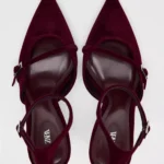 Ruby Red Velvet Ankle Strap Heel