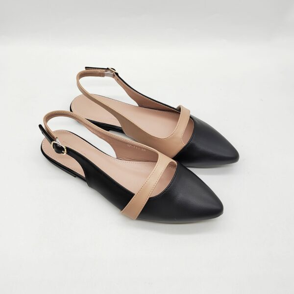 Black and Nude Flat Slingback