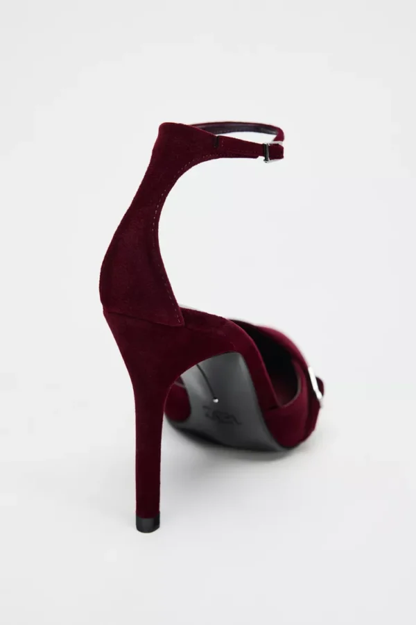 Ruby Red Velvet Ankle Strap Heel