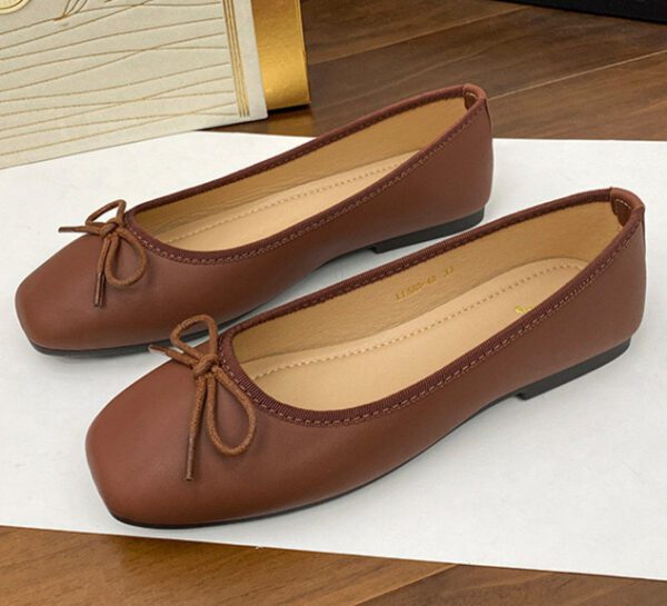 Mocha Muse Bow Flat Shoe