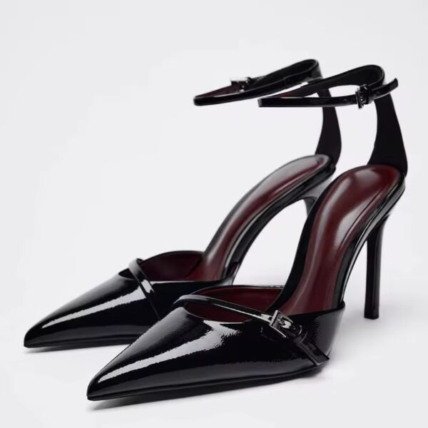 Black Regal Ankle Strap Heel