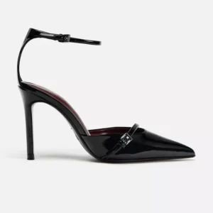 Black Regal Ankle Strap Heel