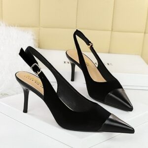 Black Suede sling back - mid heel (2.5 inches)