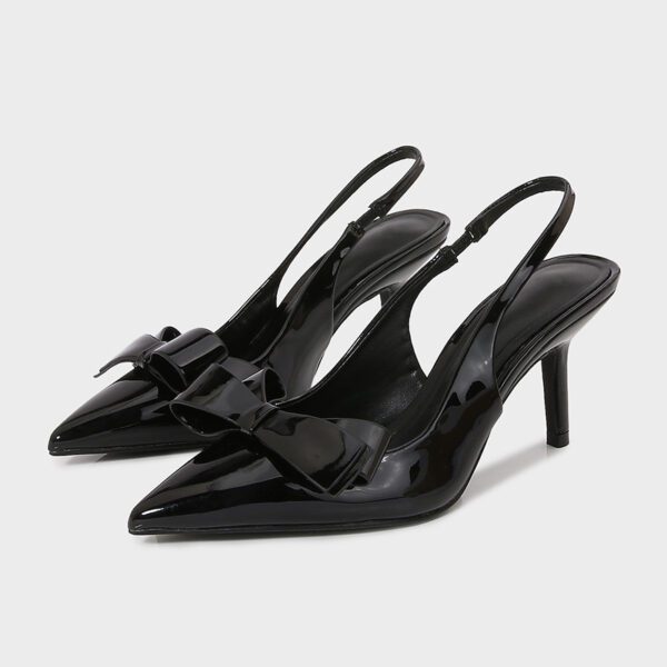 Black pointy patent slingback