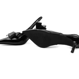 Black pointy patent slingback