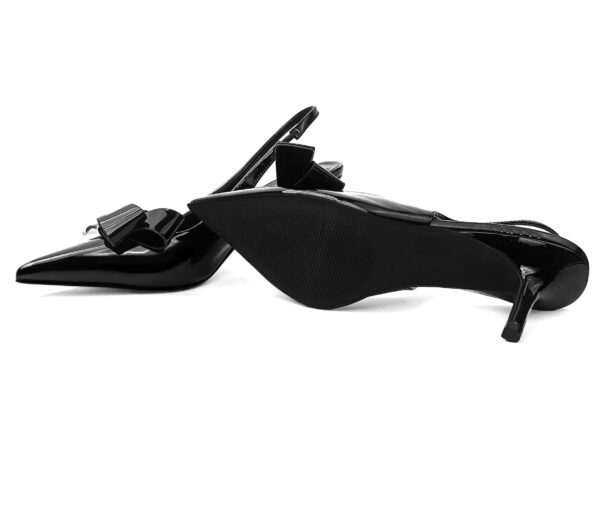 Black pointy patent slingback