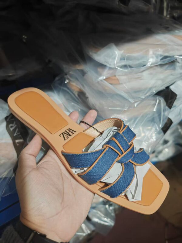 Denim Knot Flat Slippers
