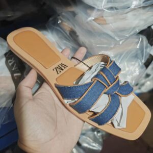 Denim Knot Flat Slippers