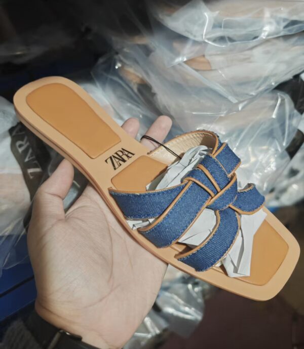 Denim Knot Flat Slippers