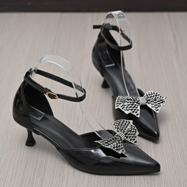 Black Aristocrat Patent Ankle Strap Low Heel