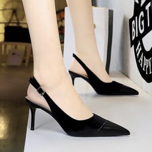 Black Suede sling back - mid heel (2.5 inches)