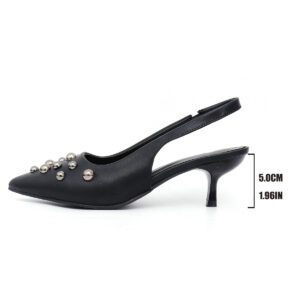 Black Monaco Studded Low Heel