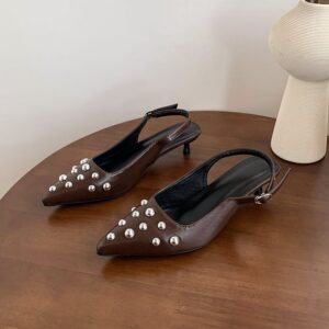 Brown Monaco Studded Low Heel
