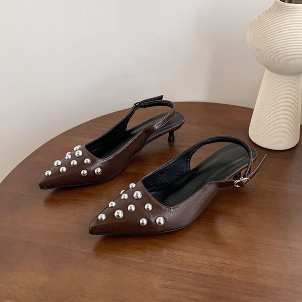 Brown Monaco Studded Low Heel