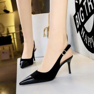 Black Suede sling back - mid heel (2.5 inches)