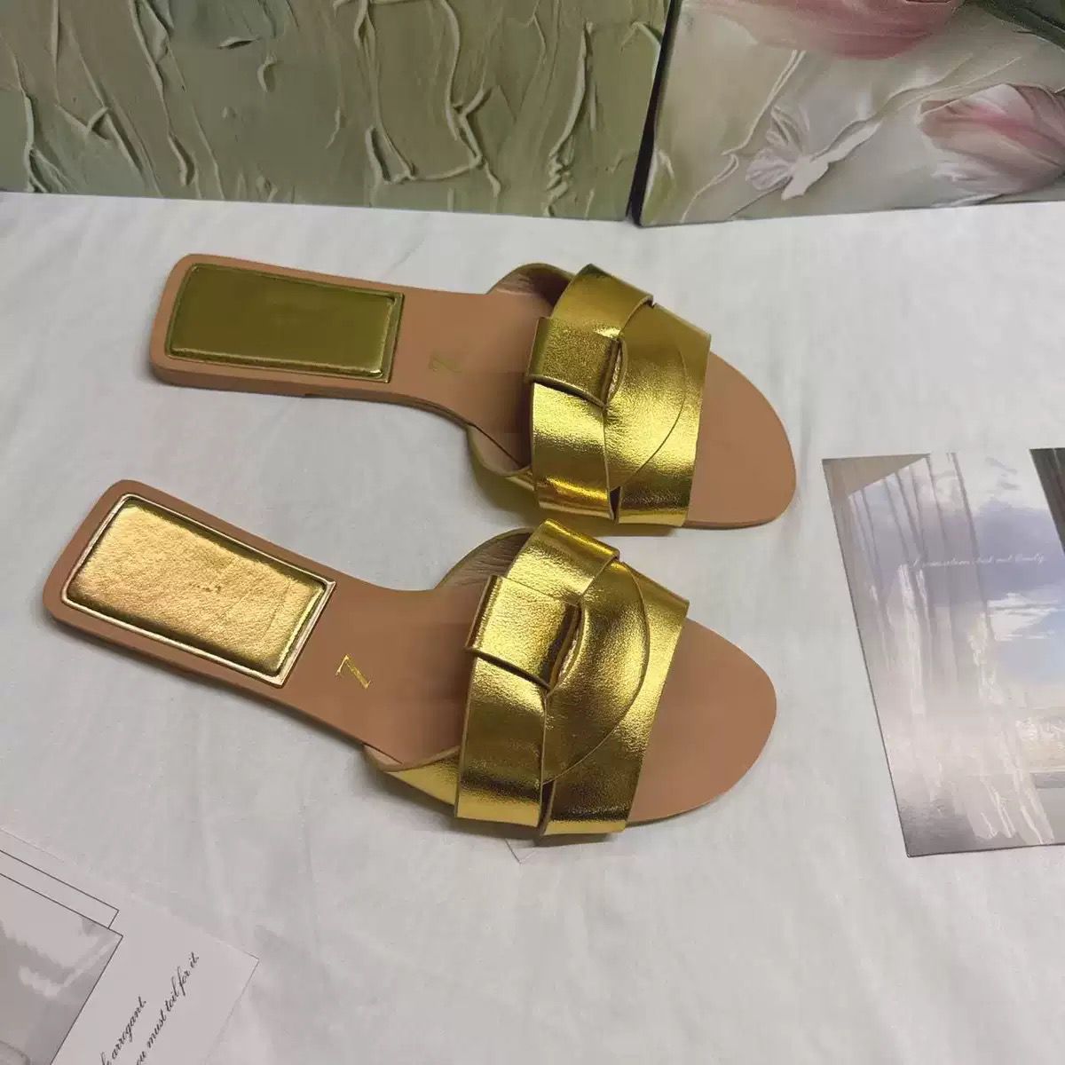 Flat Gold Slippers