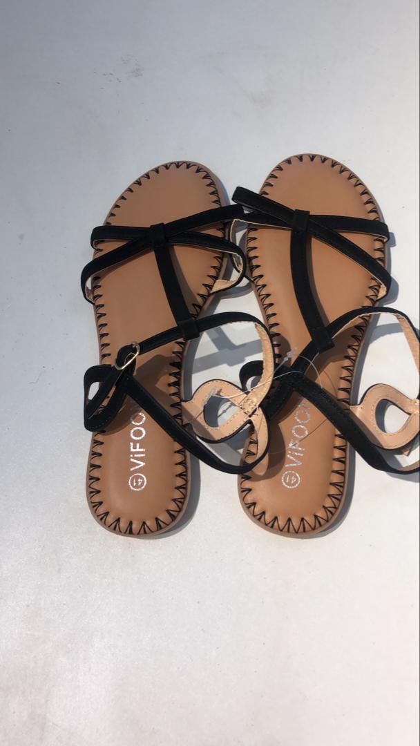 Flat Brown and Black Sandal - Image 2
